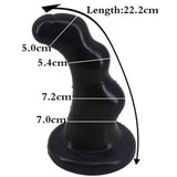 Plug anale nero con grafico misurazione lunghezza totale 22.2 cm e curve definite