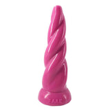 Dildo singolo a spirale rosa acceso con superficie lucida e base piatta marchio FAAK