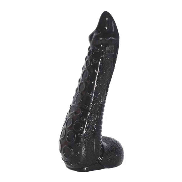 Plug anale polpo nero opaco 22cm dettagli ventose in rilievo