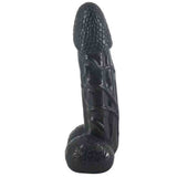 Plug anale nero Magmara 25cm in silicone lucido con testicoli e venature
