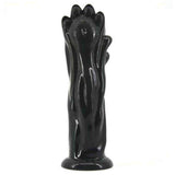 Plug anal zampa di orso nero lucido 26 cm vista frontale