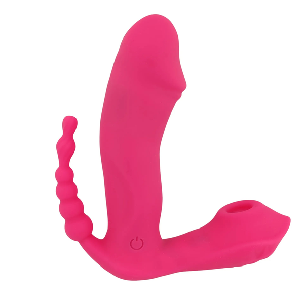 Lato vibratore rosa silicone morbido con anelli per stimolazione anale