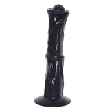Dildo nero lucido 36cm Magmara texture ondulata base piatta