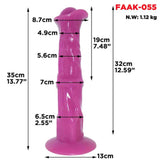 Dildo rosa acceso 36cm Magmara con etichetta FAAK-055 e misure tecniche