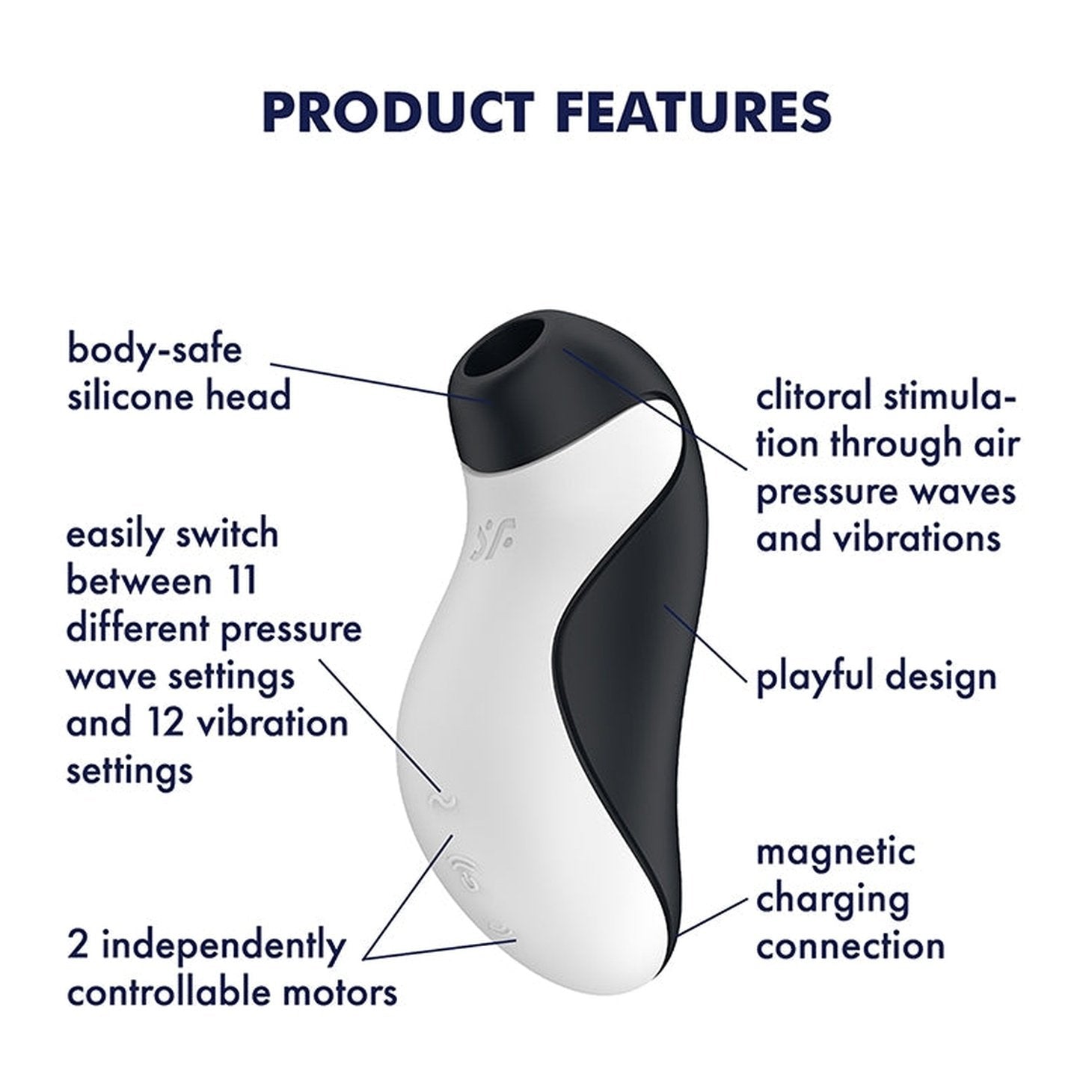 Orca Double Air Pulse Vibrator - Black/White