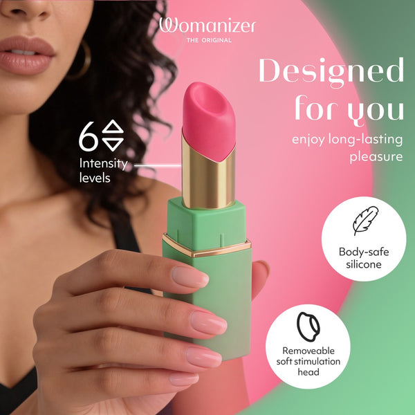 Womanizer Beauty: succhia clitoride a forma di rossetto, 6 livelli, Verde e rosa, foto 6