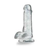 Dildo realistico trasparente con glitter rosso blu rosa
