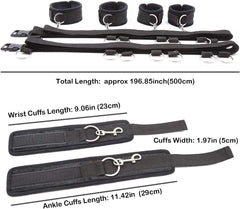 Straps da letto o da parete con 5 ganci per cavigliere o polsiere - Nero Lunghezza regolabile fino ad un massimo di 580 cm