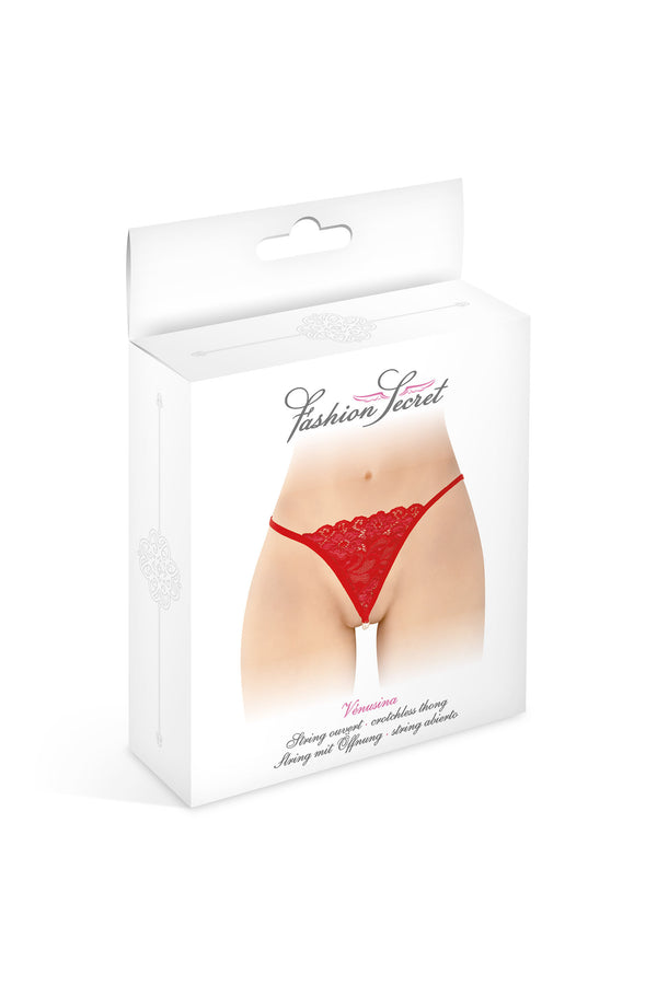 String con perle Venusina Fashion Secret: pizzo rosso, taglia unica, foto 3