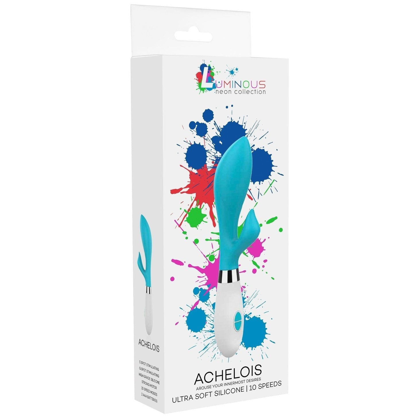 Achelois Vibratore Rabbit in Silicone con 10 vibrazione diverse - Azzurro