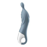 Vibratore punto A grigio chiaro con texture scolpita e anello ergonomico bianco