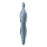 Vibratore punto A in silicone grigio chiaro con forma concava e base piatta