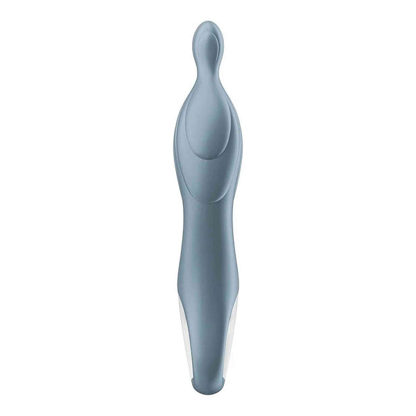 Vibratore punto A in silicone grigio chiaro con forma concava e base piatta