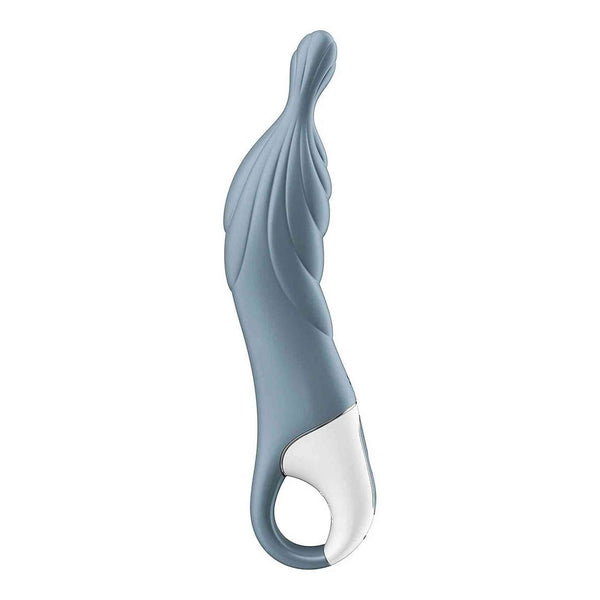 Vibratore punto A grigio chiaro con linee ondulate e anello per la presa