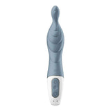 Vibratore punto A grigio chiaro frontale con pulsanti controllo e logo SF inciso