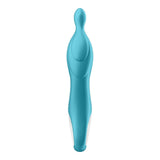 Vibratore punto A turchese verticale con punta flessibile e anello ergonomico