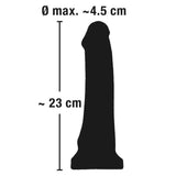 Schema dimensioni dildo nero You2Toys 23 cm x 4.5 cm, silhouette con curvatura