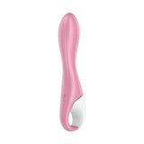 Vibratore Satisfyer Air Pump 2 rosa chiaro vista laterale con base bianca e logo SF