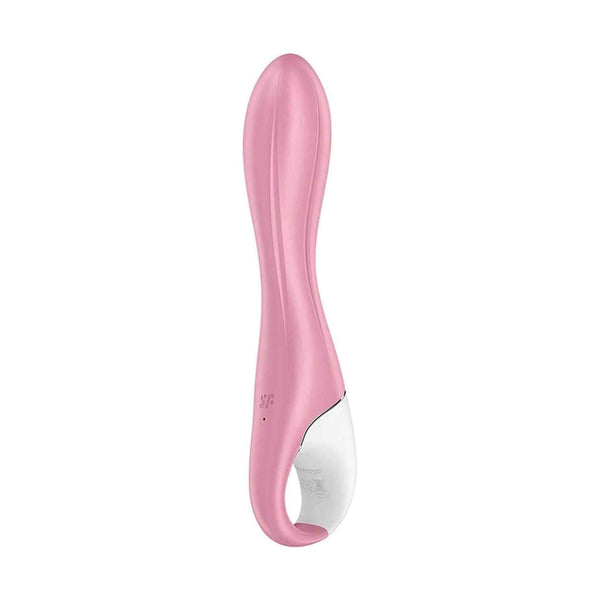 Vibratore Satisfyer Air Pump 2 rosa chiaro vista laterale con base bianca e logo SF