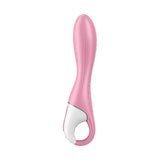 Vibratore Satisfyer Air Pump 2 rosa chiaro vista laterale con anello presa e bordo metallico