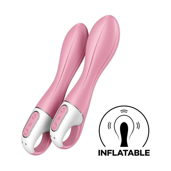 Doppio vibratore gonfiabile Satisfyer rosa chiaro con icona funzione inflatabile