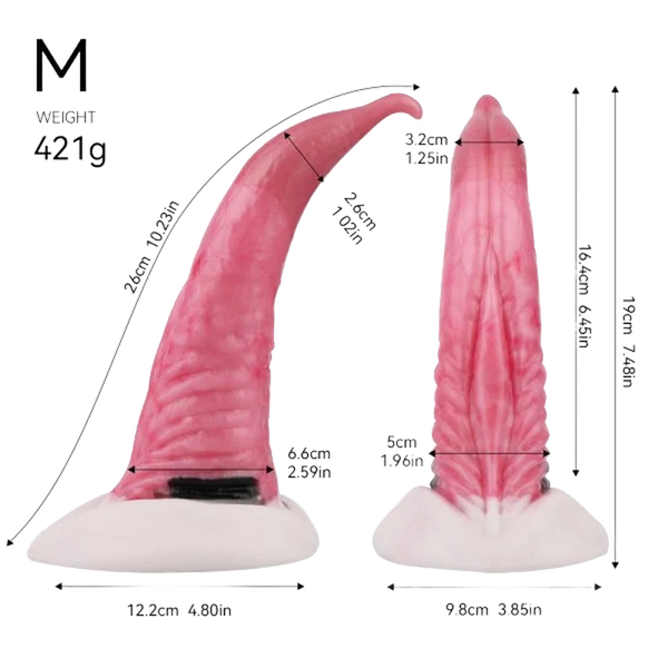 Dildo silicone rosa taglia M compatto base bianca