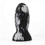 Dildo fantasy nero e bianco effetto marmorizzato con texture a scaglie esagonali