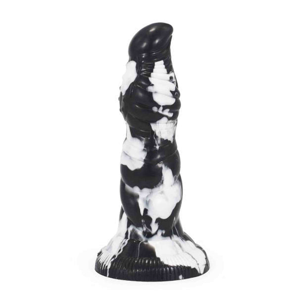 Dildo HaeChi nero con macchie bianche e texture a scaglie