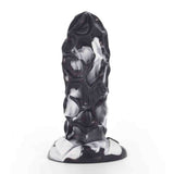 Dildo YOCY nero opaco e bianco effetto marmorizzato superficie irregolare