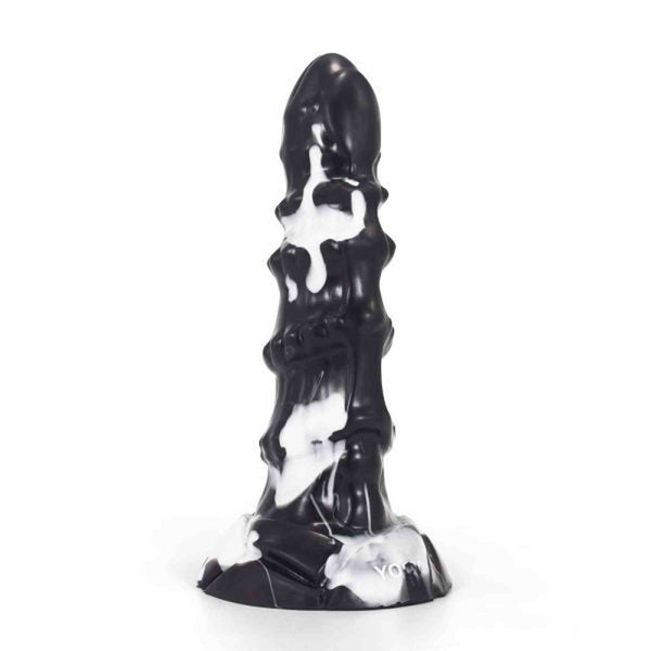 Dildo fantasy bestia mitologica nero lucido con macchie bianche marchio YOC