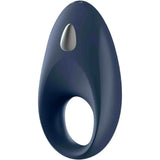 Anello vibrante Blue Ocean in silicone medico blu scuro con pulsante di controllo
