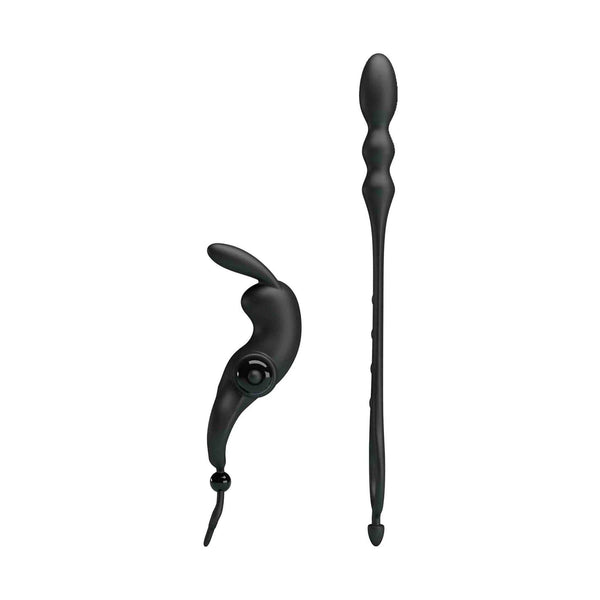 Set anello vibrante coniglietto e stimolatore anale nero separati