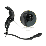 Pulsante on/off anello vibrante coniglietto nero con cavo flessibile