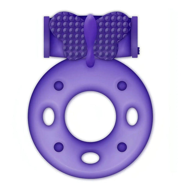 Anello Vibrante con Stimolatore Clitorideo a Farfalla - Viola