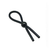 Anello fallico nero regolabile in silicone con aperture circolari ai bracci