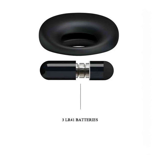 Anello vibrante nero bullet rimovibile e istruzioni batterie LR41