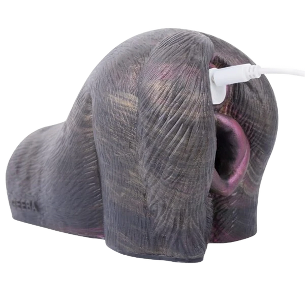 Masturbatore fantasy maiale silicone liquido grigio scuro con connettore USB e finitura opaca