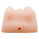 Vista posteriore silicone anatomico colore carne con apertura anale e vaginale