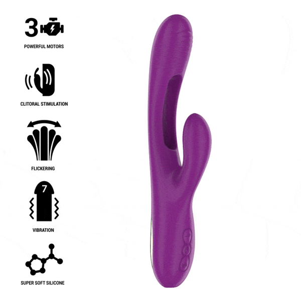Vibratore rabbit viola Intense Apolo tre motori silicone morbido profilo