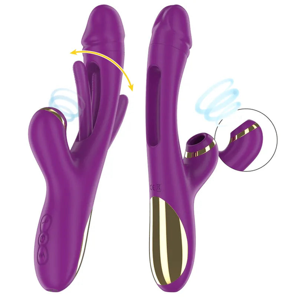 Ateneo Vibratore Rabbit con Succhiaclitoride e Lingua Vibrante