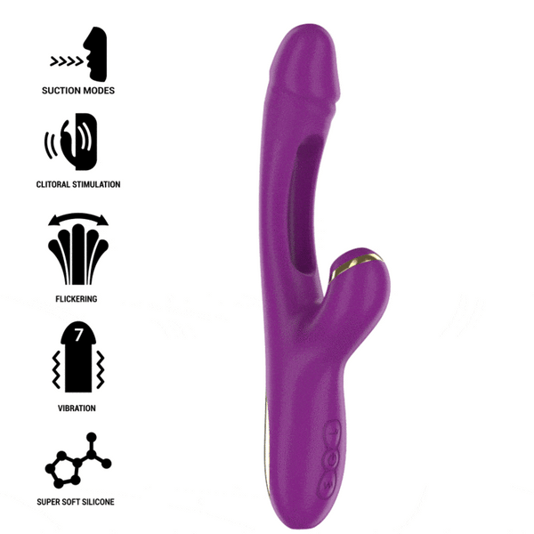 Ateneo Vibratore Rabbit con Succhiaclitoride e Lingua Vibrante
