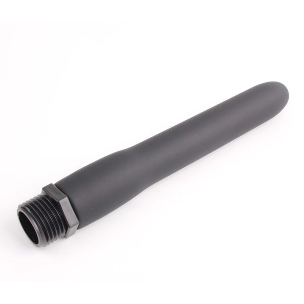 Ugello doccia nero cilindrico in silicone morbido con filettatura maschio e dado esagonale