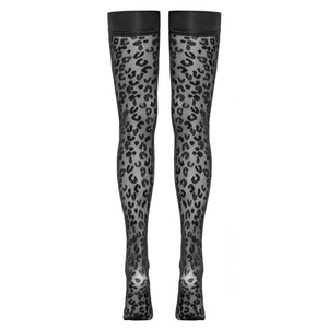 Autoreggenti nere con trama leopardata