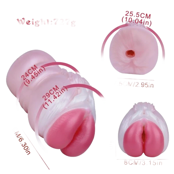 Schema dimensioni Banshee masturbatore silicone rosa 29 cm con vista dall'alto