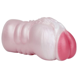 Banshee masturbatore in silicone liquido rosa chiaro con lobi e texture concentrica