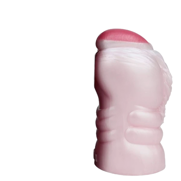Profilo laterale Banshee toy in silicone rosa chiaro con punta intensa e forma curva