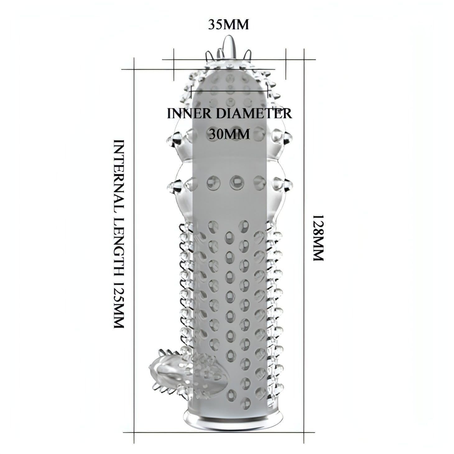 Guaina trasparente con rilievi e stimolatore clitorideo