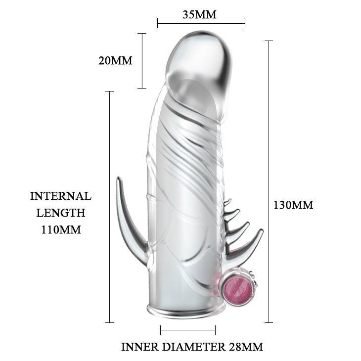 Guaina Prolunga Fallica Stimolante con Vibrazione per Stimolazione Clitoride