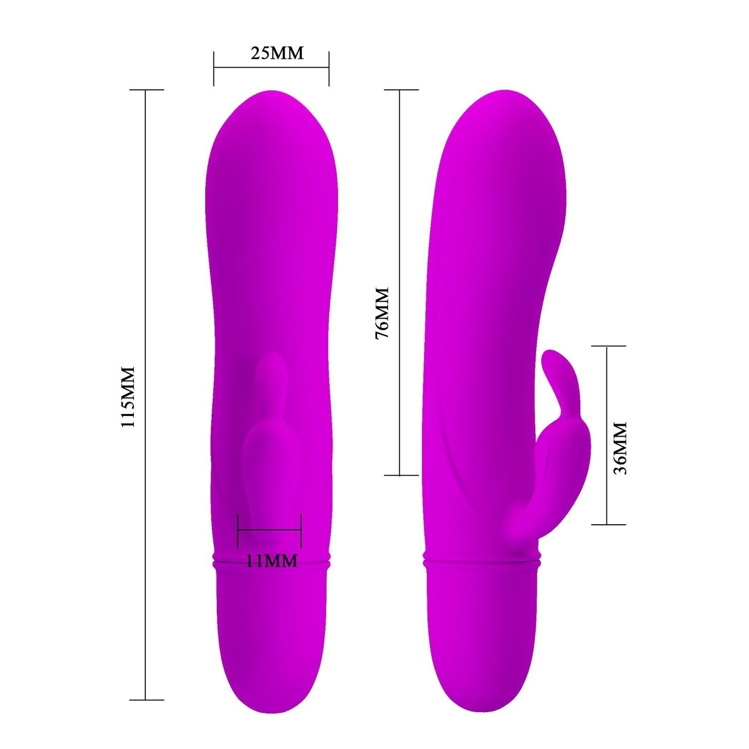 Caesar Mini Vibratore Rabbit in Silicone con potente motore da 10 diversi programmi di vibrazione - Viola