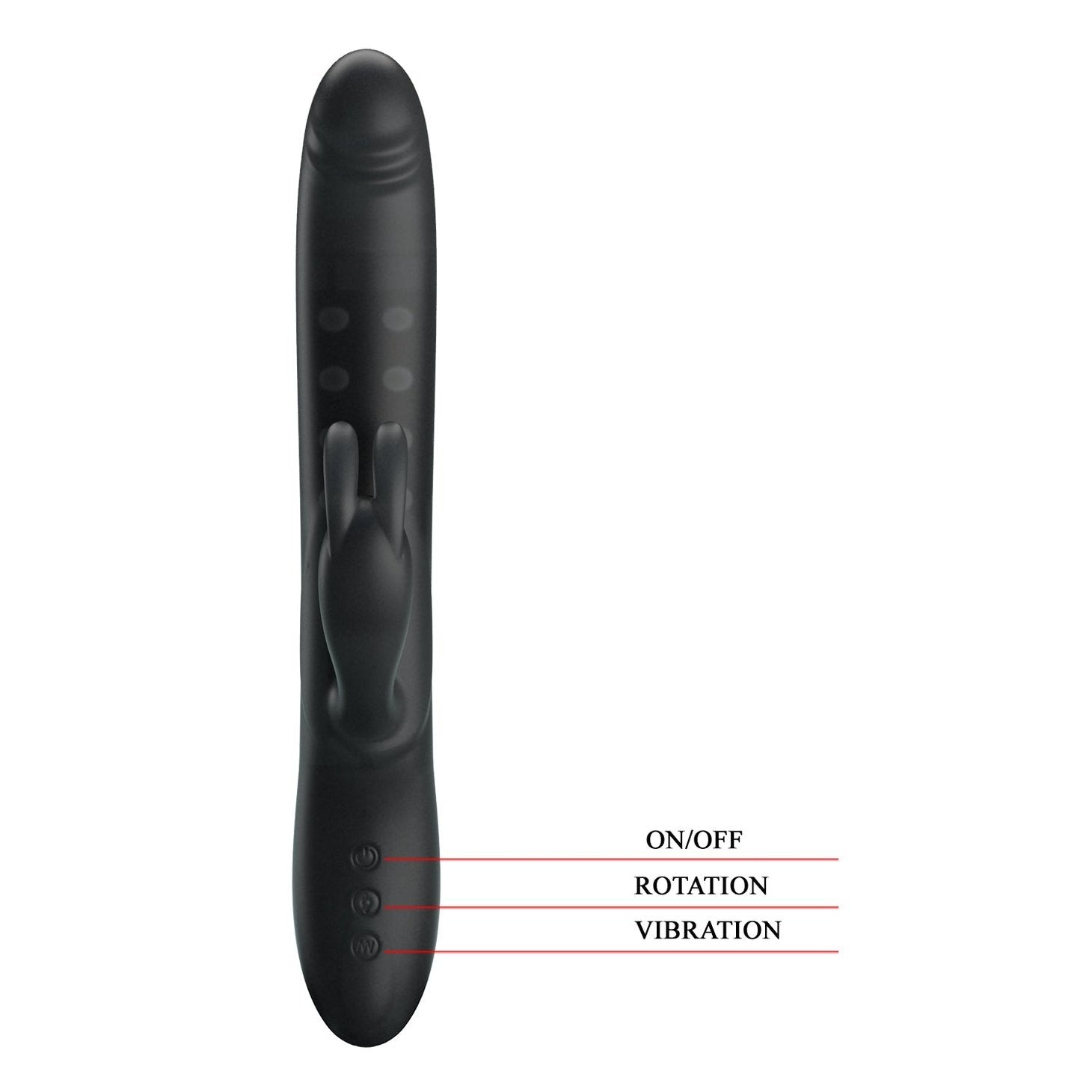 Vibratore Rabbit rotante e vibrante - Silicone, Nero